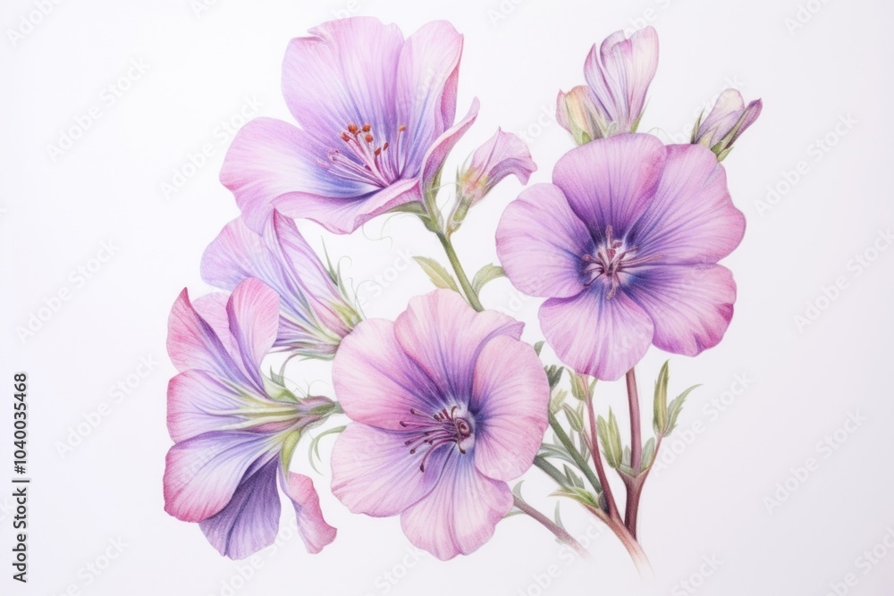 Painting of wildflower blossom drawing petal. Painting of wildflower blossom drawing petal.
