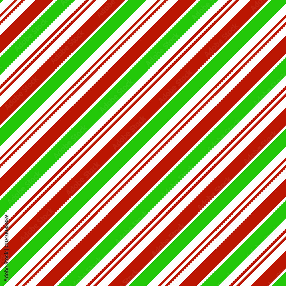 Obraz premium Diagonal Striped Lines Seamless Christmas Red Green White Bold Retro Candy Cane Digital Paper Pattern