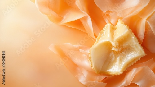 Wallpaper Mural An abstract arrangement with a piece of peach-colored material centered among fluid shapes on a textured background, suggesting modern art and unique design. Torontodigital.ca