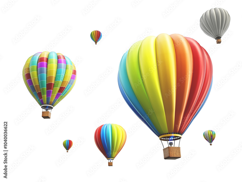 Obraz premium Hot air balloon isolated on transparent background.