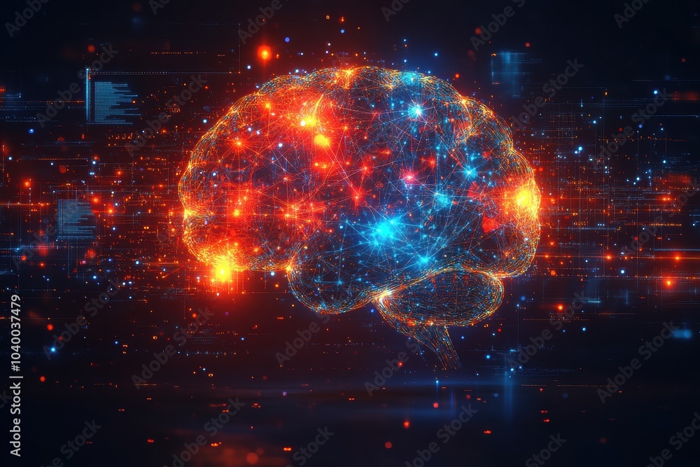 Obraz premium Abstract Representation of Brain with Network Connections