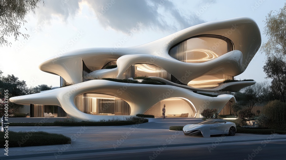 Fototapeta premium Modern Architectural Marvel with Fluid Design Elements