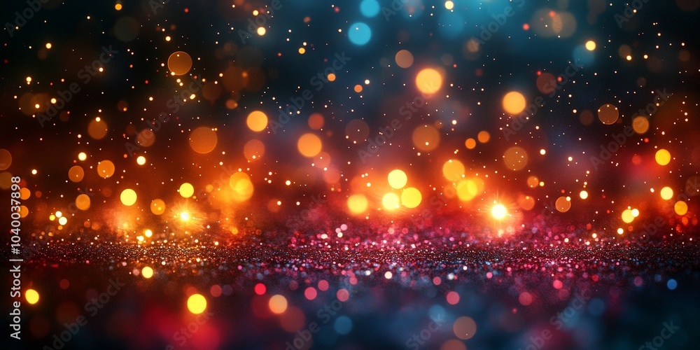 Obraz premium Colorful bokeh lights on dark background for festive celebrations
