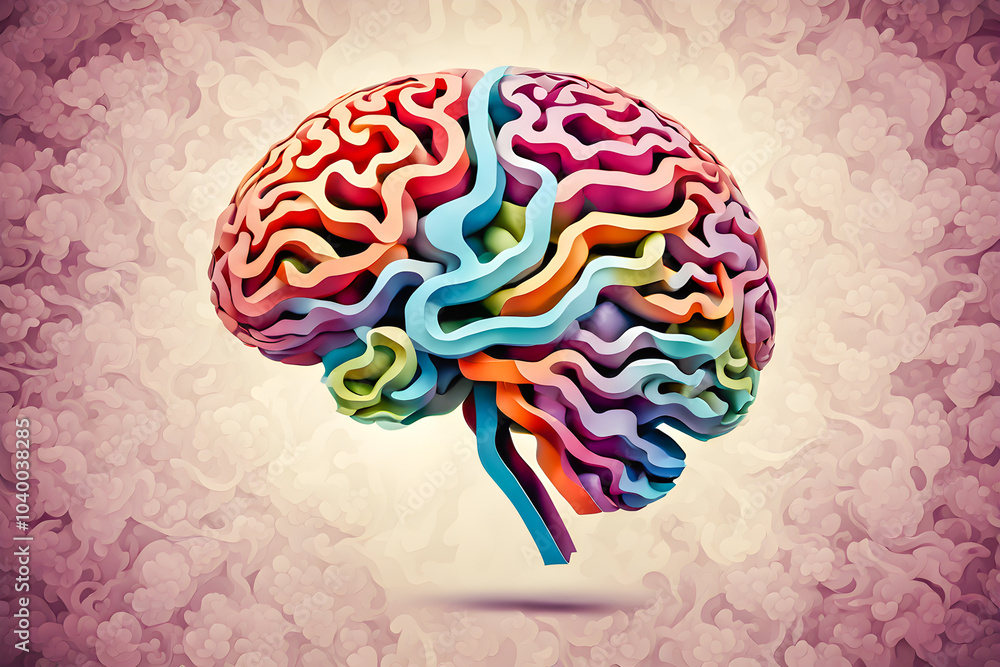 illustration of paper art brain shaped on the abstract background. illustration of paper art brain shaped on the abstract background.
