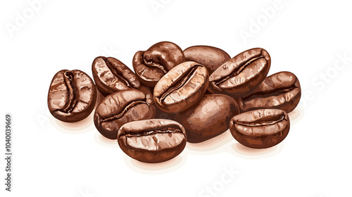 Coffee beans cafe isolated coffe on white background. Vector illustration