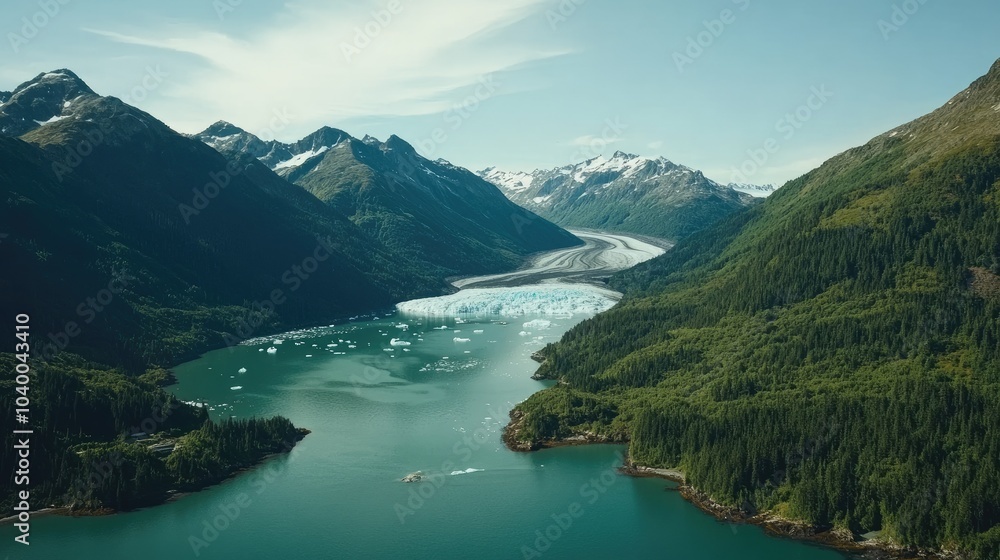 Scenic Glacier View with Mountains and Serene Waters Scenic Glacier View with Mountains and Serene Waters
