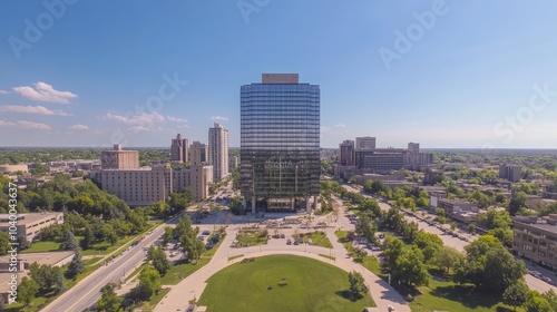 Modern Urban Skyline with Green Space Overview