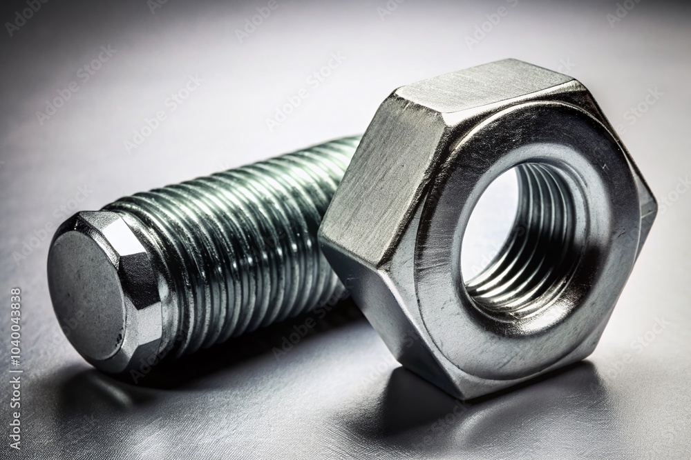 Isolated 3D Bolt and Nut on White Background - Perfect for Industrial and Mechanical Design Projects Isolated 3D Bolt and Nut on White Background - Perfect for Industrial and Mechanical Design Projects