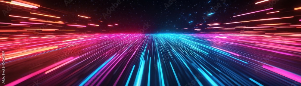 Obraz premium Futuristic Light Streaks in Pink and Blue Racing Across a Dark Space