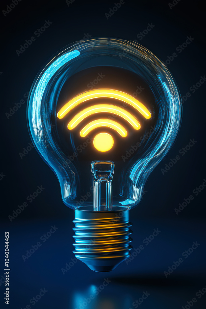 Clean and shiny lightbulb with a WiFi symbol Clean and shiny lightbulb with a WiFi symbol