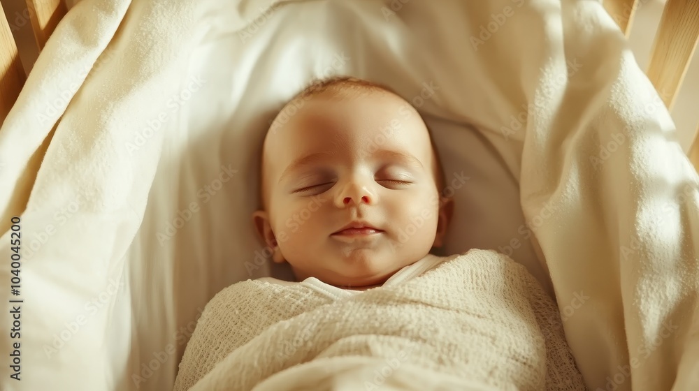 A serene baby peacefully wrapped in a soft blanket, sleeping comfortably and capturing the innocence and tranquility of early life in a calm, protective setting. A serene baby peacefully wrapped in a soft blanket, sleeping comfortably and capturing the innocence and tranquility of early life in a calm, protective setting.