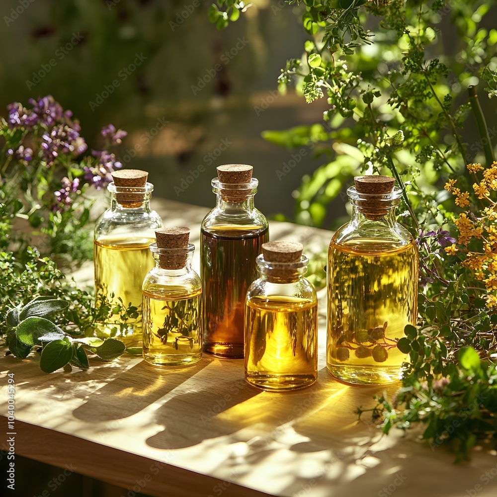 Bottles of Herbal Oil Bottles of Herbal Oil