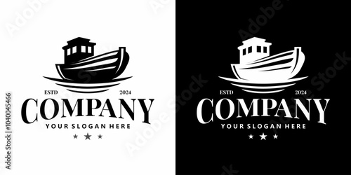 wooden ship logo vector illustration