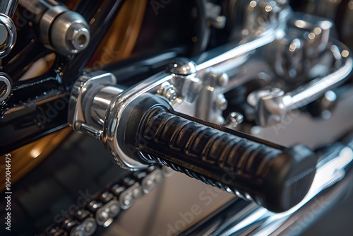 Close-Up of a Motorcycle Footpeg and Gear Shift Mechanism