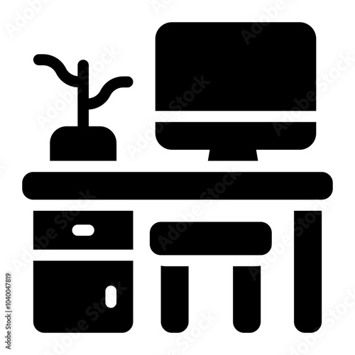 office desk glyph icon