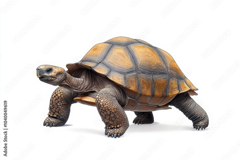 Fototapeta premium A beautifully detailed turtle showcasing its unique shell pattern and texture, perfect for nature and wildlife enthusiasts.
