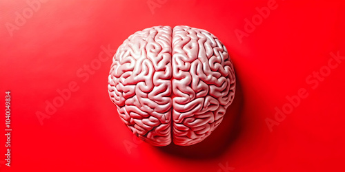 Abstract AI Brain Design on Red Background for Business Intelligence | Eye-Catching Stock Photo Illustration with Copy Space | Perfect for AI Marketing and Advertising Campaigns