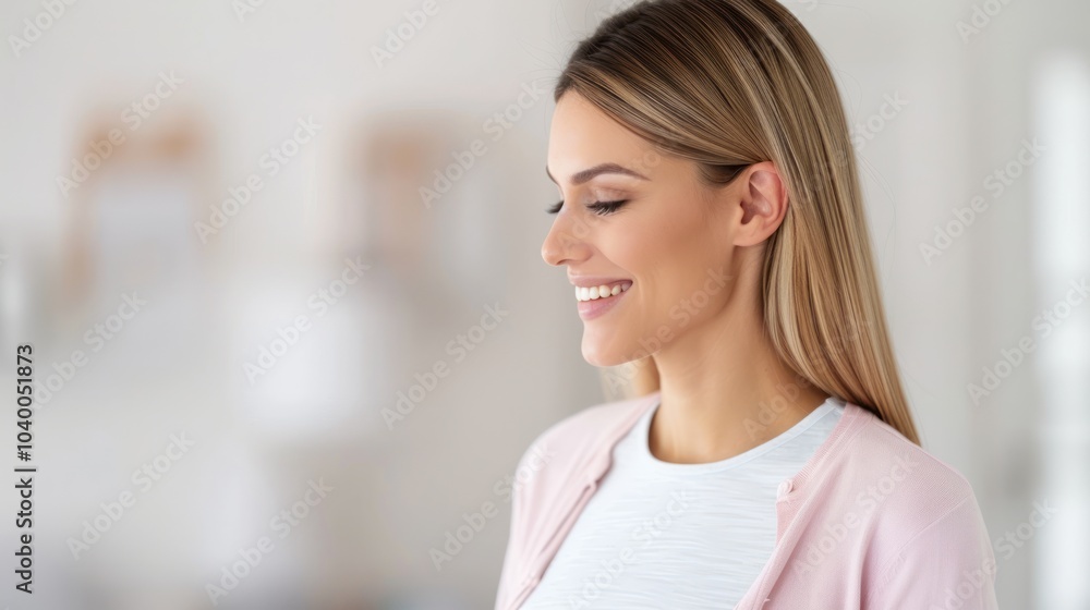 A smiling woman in a light cardigan poses in a bright, softly blurred indoor setting, exuding warmth and positivity. A smiling woman in a light cardigan poses in a bright, softly blurred indoor setting, exuding warmth and positivity.