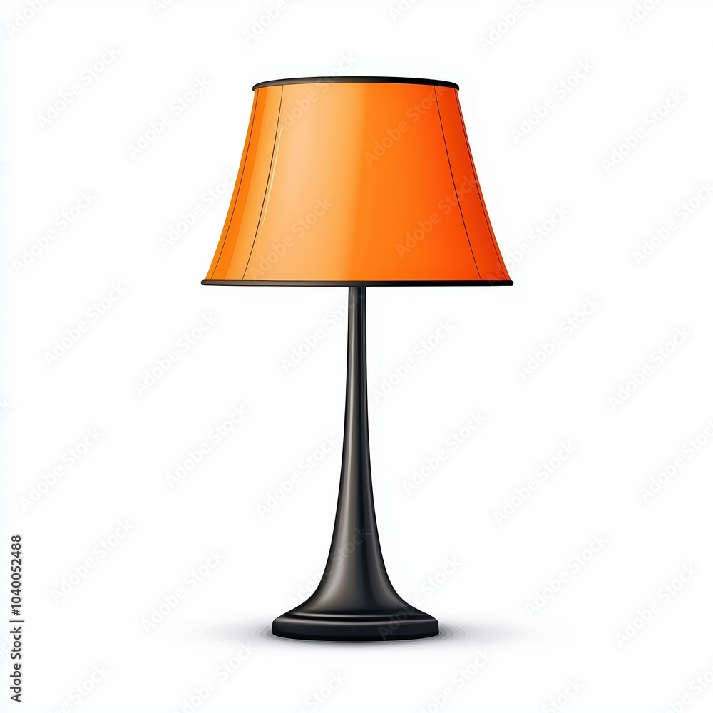 Fototapeta premium A stylish orange table lamp with a sleek black base, perfect for adding a pop of color to any room decor.