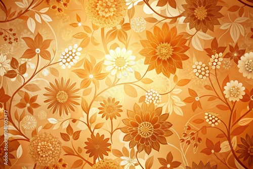 Wallpaper Mural Light Orange Floral Pattern for Backgrounds and Textures Torontodigital.ca