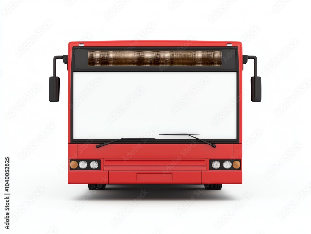 Red bus front view, white isolated background Red bus front view, white isolated background