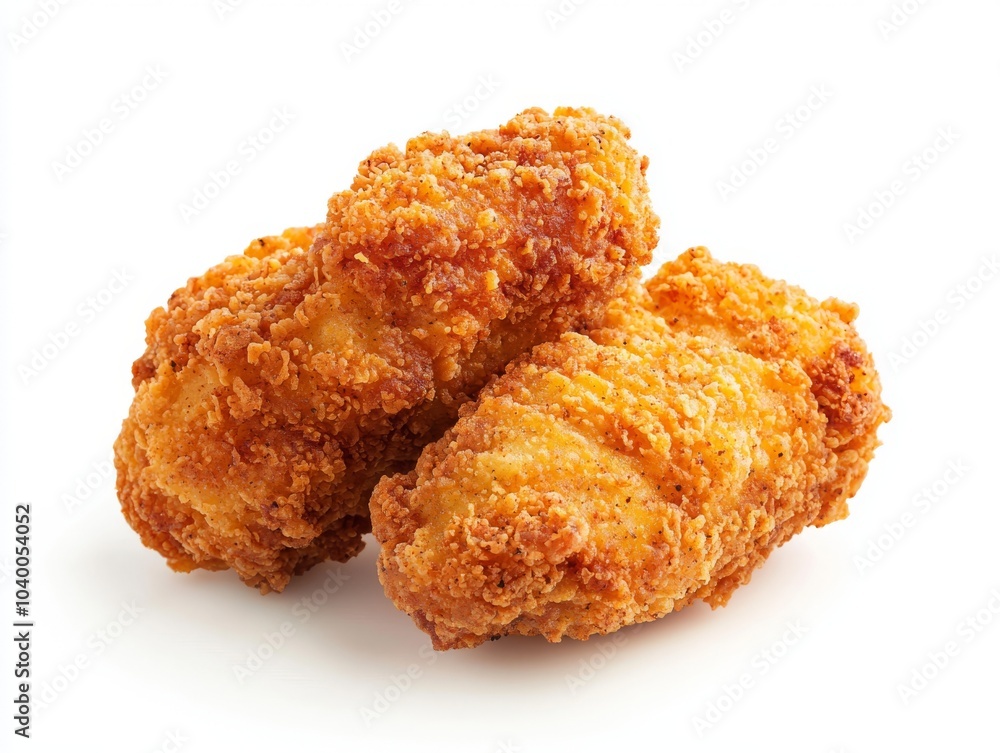 Crispy golden fried chicken wings, white isolate background Crispy golden fried chicken wings, white isolate background
