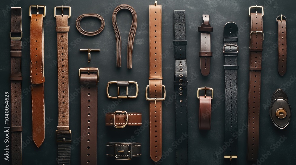 Stylish Collection of Leather Belts on Display Stylish Collection of Leather Belts on Display