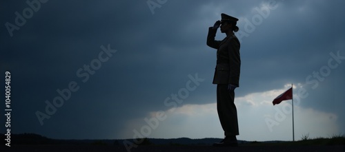 African-American female solider salutes U