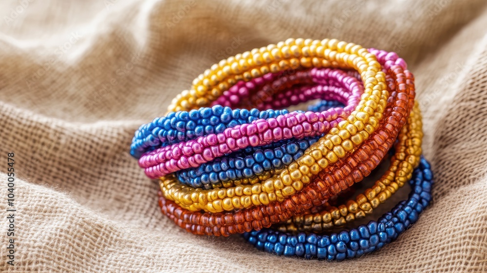 Colorful Beaded Bracelets in Stylish Arrangement Colorful Beaded Bracelets in Stylish Arrangement