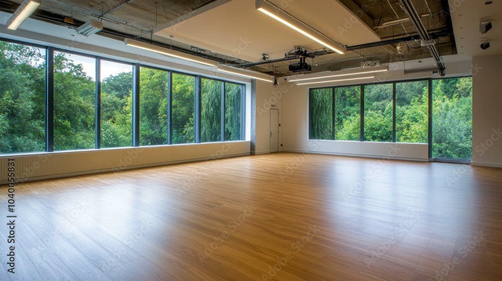 Fototapeta premium Bright and Spacious Indoor Room with Large Windows