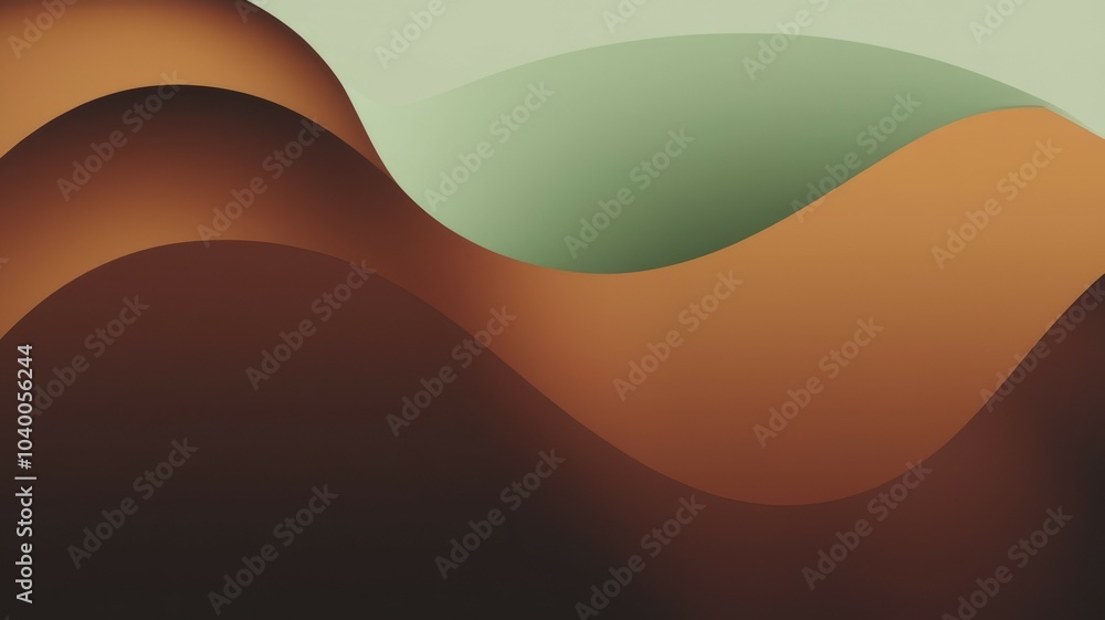 Fototapeta premium Abstract brown green waves. Abstract background with overlapping brown and green waves, creating a sense of depth and movement.