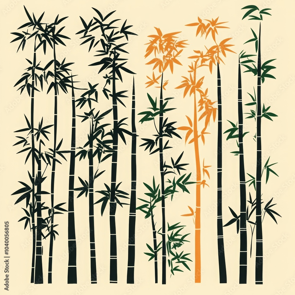 Bamboo Silhouette Design, minimalistic vector art capturing the essence of bamboo in a flat style, ideal for modern graphics and decor. Bamboo Silhouette Design, minimalistic vector art capturing the essence of bamboo in a flat style, ideal for modern graphics and decor.