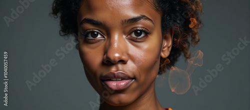 Double exposure image combining portraits of two African-American women with layers of scientific visuals