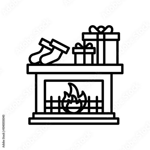 Christmas Chimney Outline Icon, Vector illustration