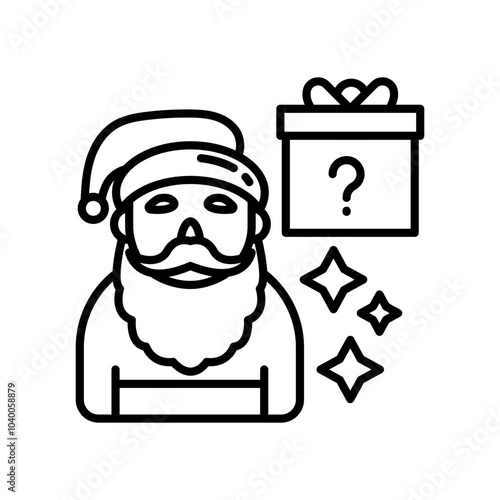 Santa Secret Outline Icon, Vector illustration