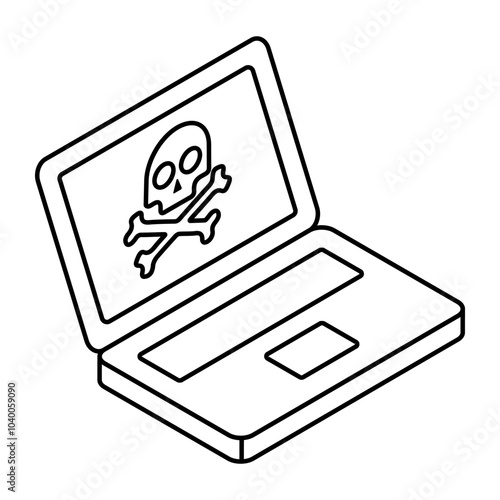 A flat design icon of laptop spam