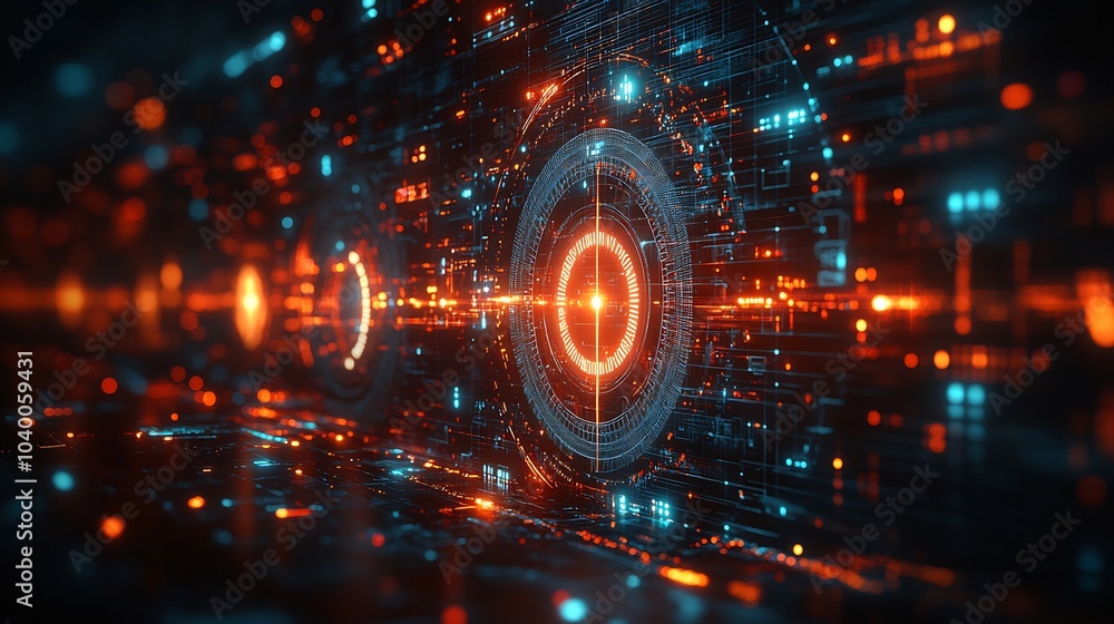Obraz premium Abstract visualization of longevity research ancient time symbols such as sundials blending into futuristic digital clocks and hourglasses representing the concept of antiaging and life extension