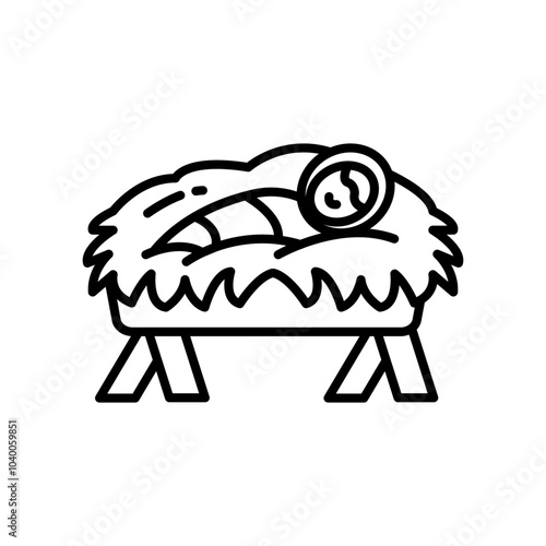 Baby Jesus Outline Icon, Vector illustration