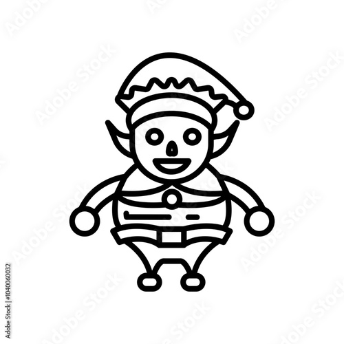 Santa Helper Outline Icon, Vector illustration