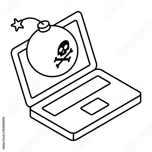 Creative design icon of laptop spam bomb