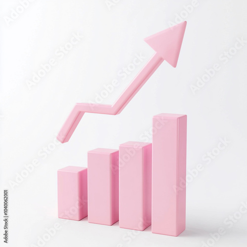 A pink pink arrow pointing upwards with bar charts below it. Concept of growth and progress, as the arrow represents upward movement Free Download A pink pink arrow pointing upwards with bar charts below it. Concept of growth and progress, as the arrow represents upward movement - GFXLoad