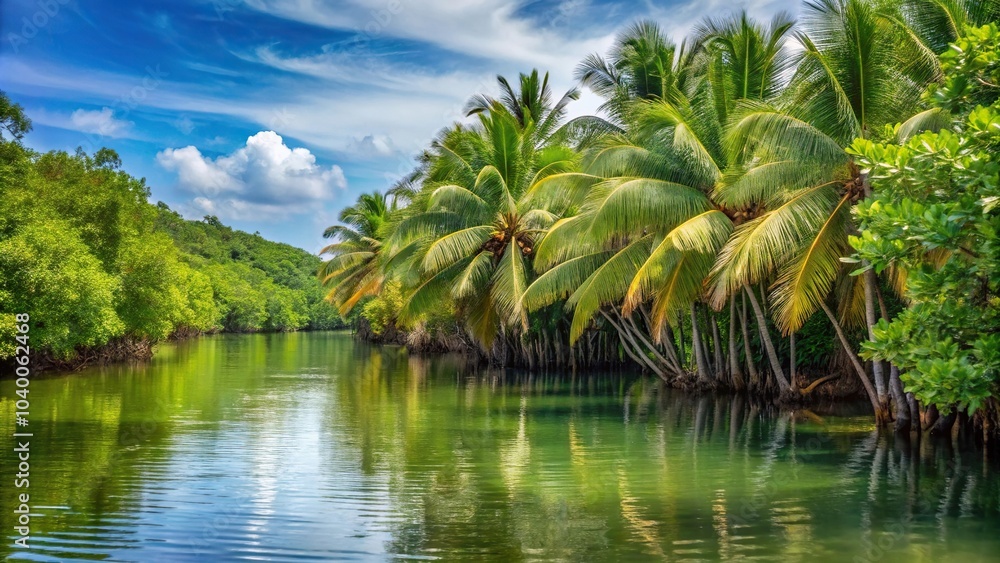 Mangrove Palm forest estuarine habitat in the Pacific Ocean Mangrove Palm forest estuarine habitat in the Pacific Ocean