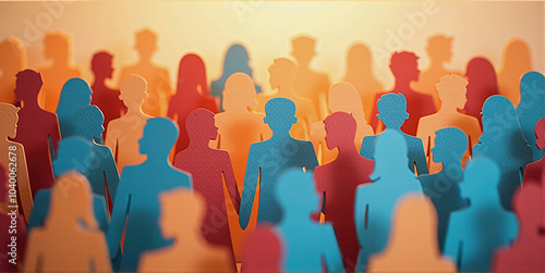 Illustrative representation of the diversity of different people colored silhouettes of human persons