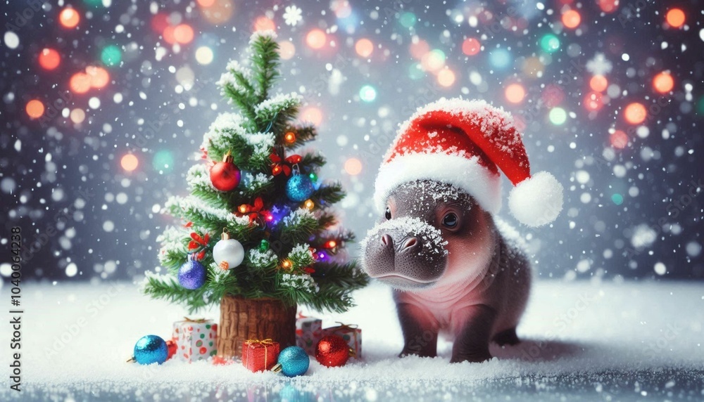 Moodeng The adorable pygmy hippo and Christmas. Moodeng The adorable pygmy hippo and Christmas.