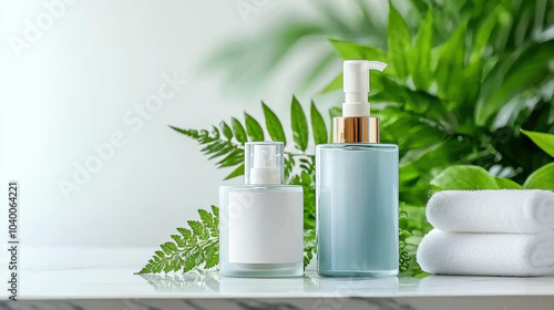 Elegant skincare products on a marble surface