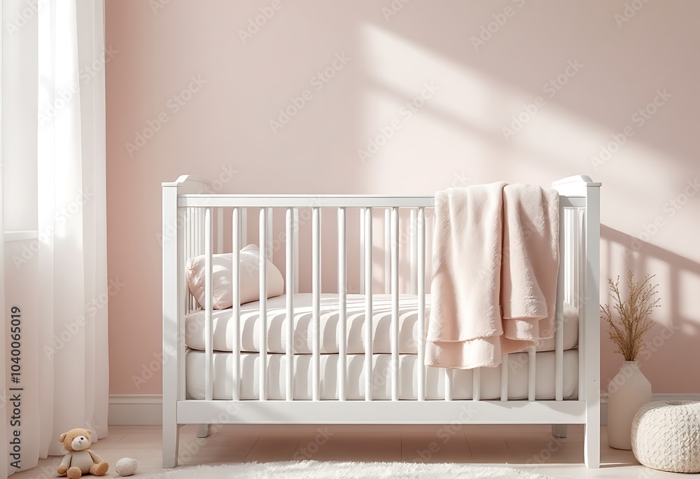 Crib with canopy near windows in baby room
Crib with canopy near windows in baby room