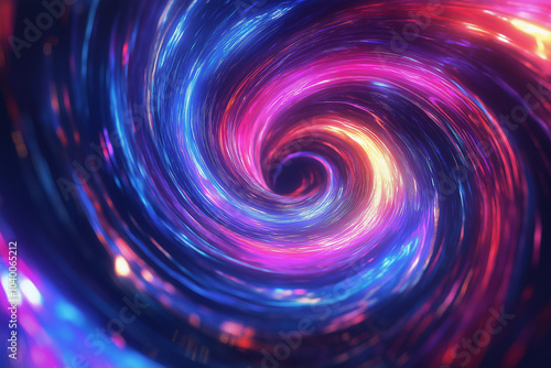 Swirling Vortex of Neon Colors: Abstract Digital Art