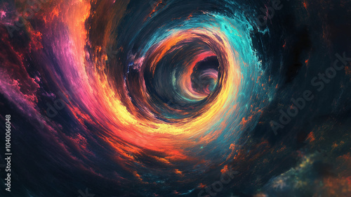 Swirling Vortex of Neon Colors: Abstract Digital Art