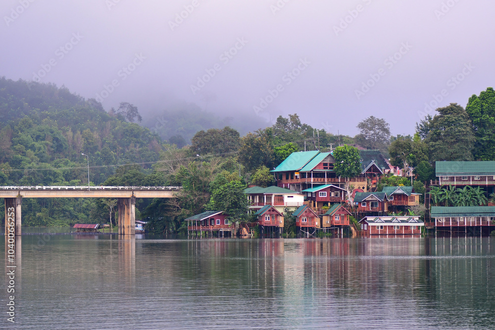 Fototapeta premium village on the river