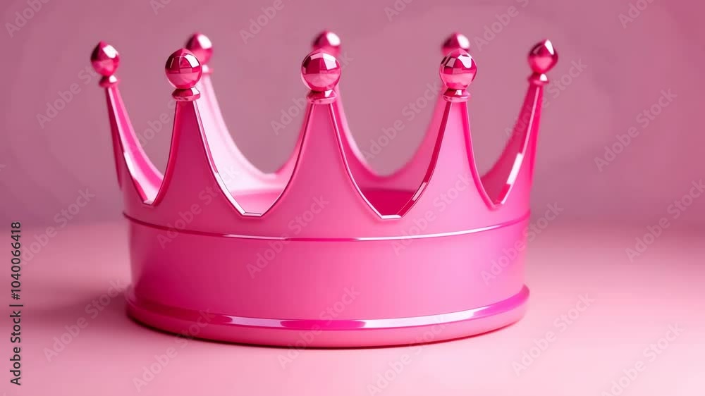 Pink Crown Against Solid Background Reflecting Elegance and Feminine Themes, Vibrant Color Palette for Modern and Playful Designs, Royalty Concept in Minimalistic Style Pink Crown Against Solid Background Reflecting Elegance and Feminine Themes, Vibrant Color Palette for Modern and Playful Designs, Royalty Concept in Minimalistic Style